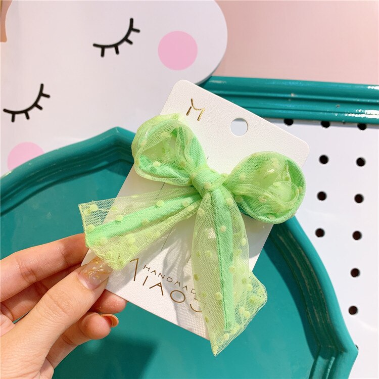 Children Sweet Lovely Candy Barrettes Bowknots Kids Lace Lovely Color Ribbon Hair Clip Bows Baby Cute Hair Accessories