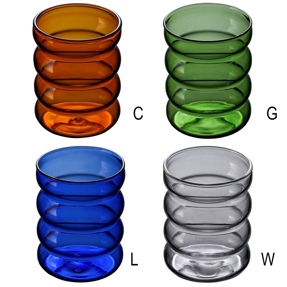 Round Corrugated Coffee Mug Ripple Glass Cup Beer Tea Mug Drinkware Tea Milk Lemon Juice Drinking Heat Resistant Cup