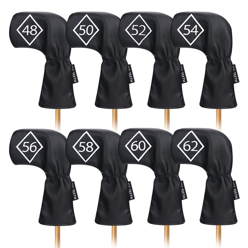 Big Teeth Single Golf Wedge Iron Head Covers Golf Club Covers Long Sock Black Diamond: 8pcs a set