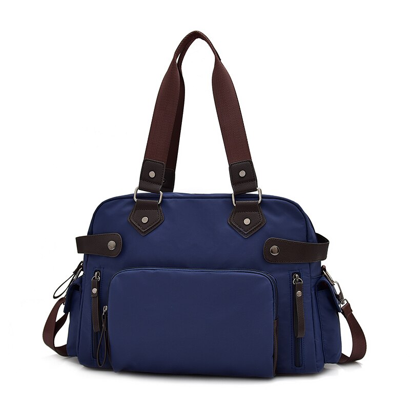 Manliga väskor nylon portfölj messenger bag för män kvinnor solid laptopväska stor kapacitet skolväska affärshandväska unisex: Ljusblå