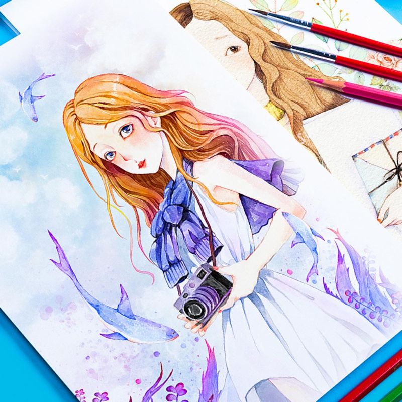 A4 Aquarel Pad Olie Kleur Potlood 200gsm Schetsboek Tekening Boeken Handgeschilderde Shetch Boek Artiest Student