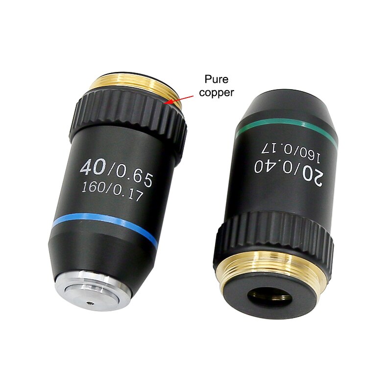195 Achromatic Objective Lens 4X 10X 20X 40X 60X 100X f/ Biological Microscope Lens Coating RMS 20.2mm Standard Thread Interface