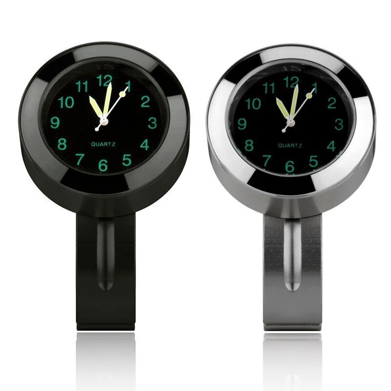 Luminous Clock Motorcycle Handlebar Mount Waterproof Timetable for Bicycle Scooter Modified Watch Accessories Black Silver