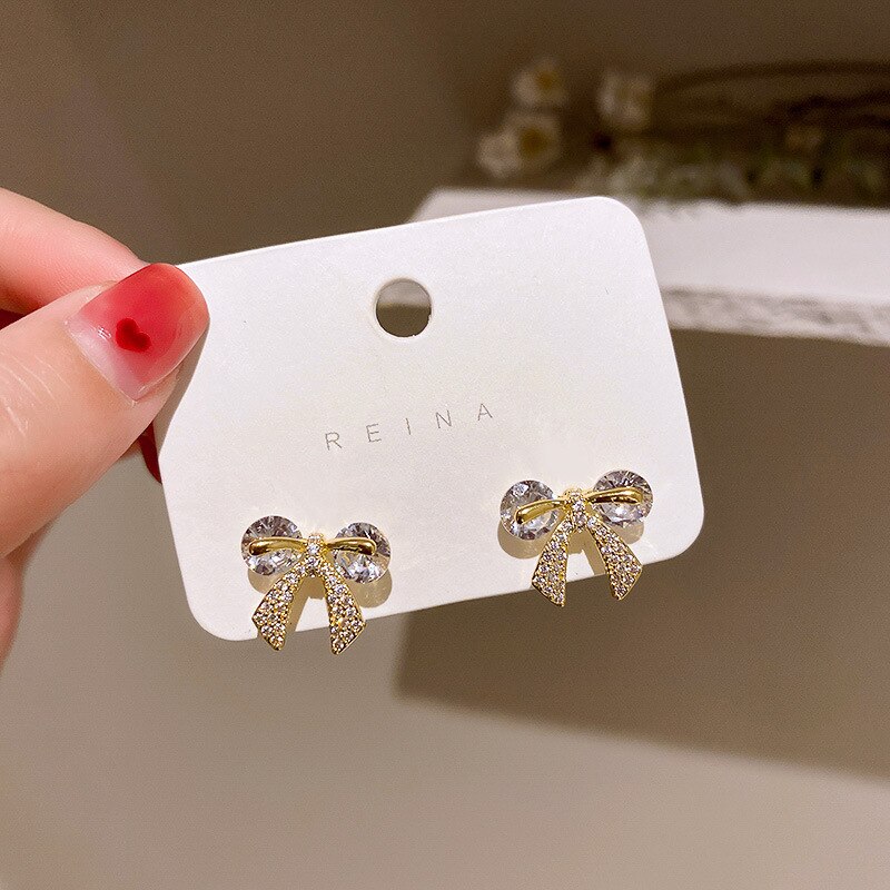 Boucles d'oreilles coréennes élégantes en Imitation de perles pour femmes, bijoux brillants en strass, à la , pour fête de mariage, pour amis: ER21Y1086