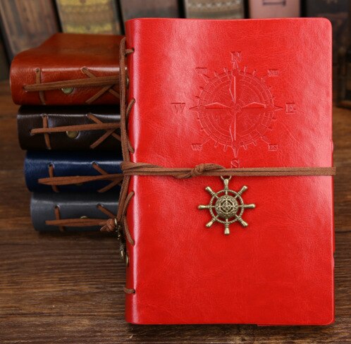 Agenda Vintage Pirate A5 A6 Agenda avec couverture en simili cuir carnet de notes Filofax pour école papeterie coréenne ou voyageur: Rouge / M Size 125X185mm