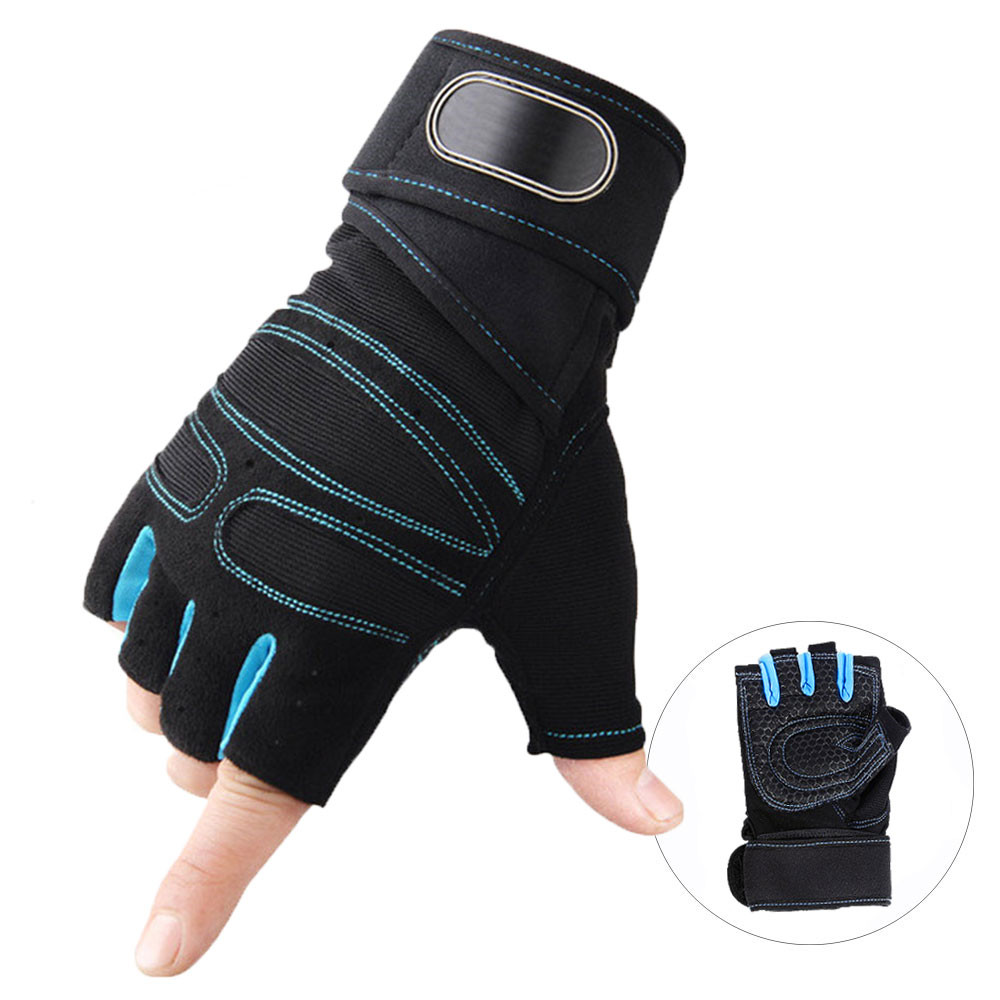 Guantes de gimnasio para deportes, Fitness, gimnasio, pesas, guante de levantamiento, entrenamiento de culturismo, ejercicio, deporte, guante de entrenamiento para hombres y mujeres M/L/XL: Azul cielo / M