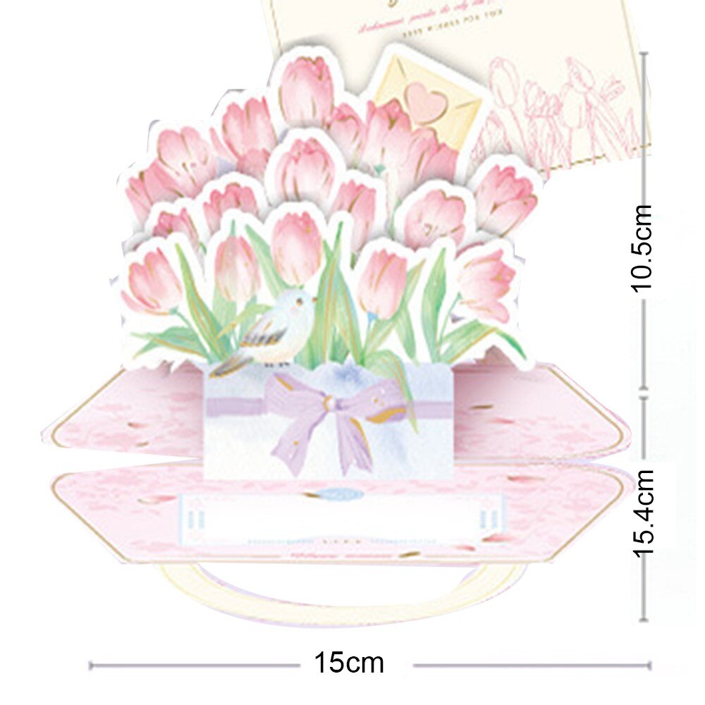 Tarjeta de felicitación de 3D DIY de bendición Popular de vacaciones enviar buenos deseos para la madre maestro de los ancianos: Tulips