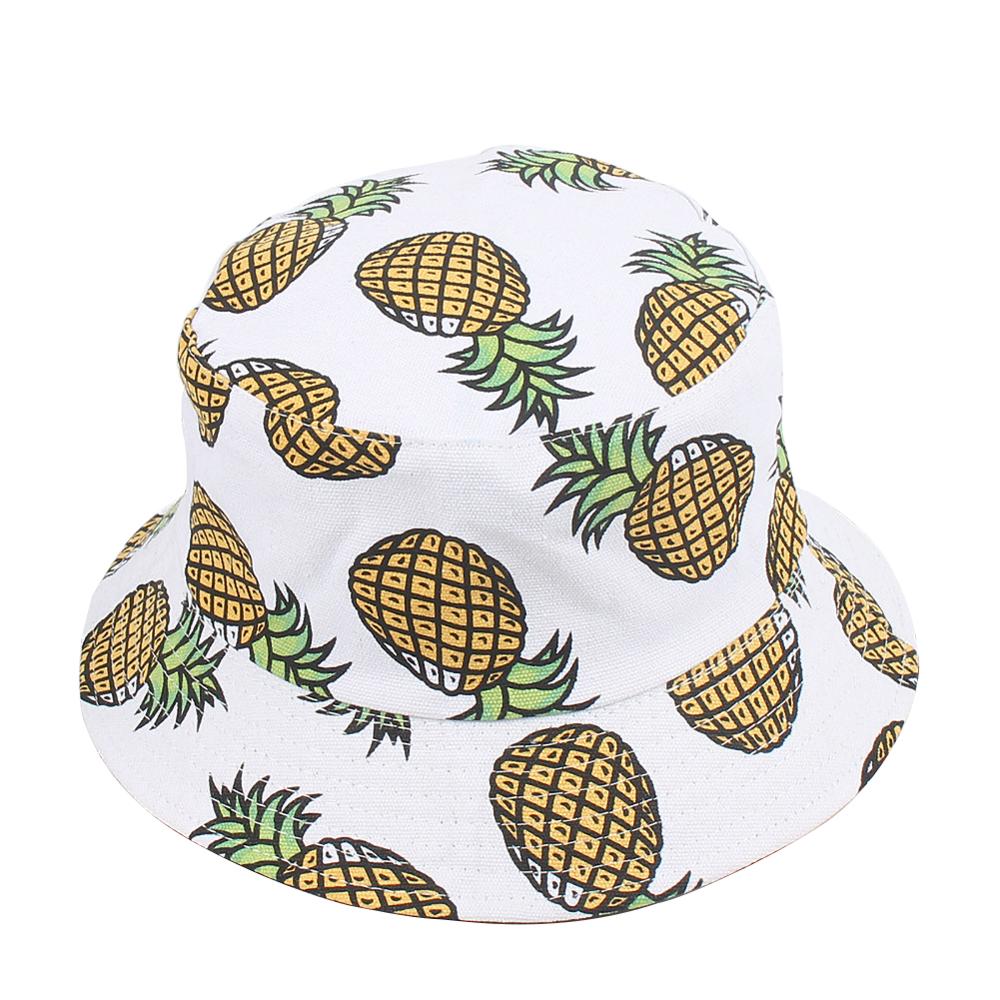 Summer Foldable Bucket Hat Cute Fruit pattern Hip Hop Wide Brim Beach UV Protection Round Top Sunscreen Fisherman Cap