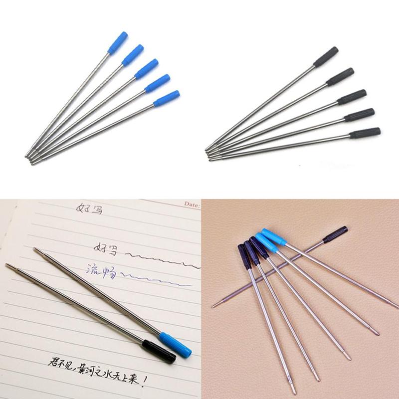 Kuglepen metalpen refill 1.0mm længde 11.6cm stål rustfri refill kort erstatning pen refill sort og blå  q2 u 5