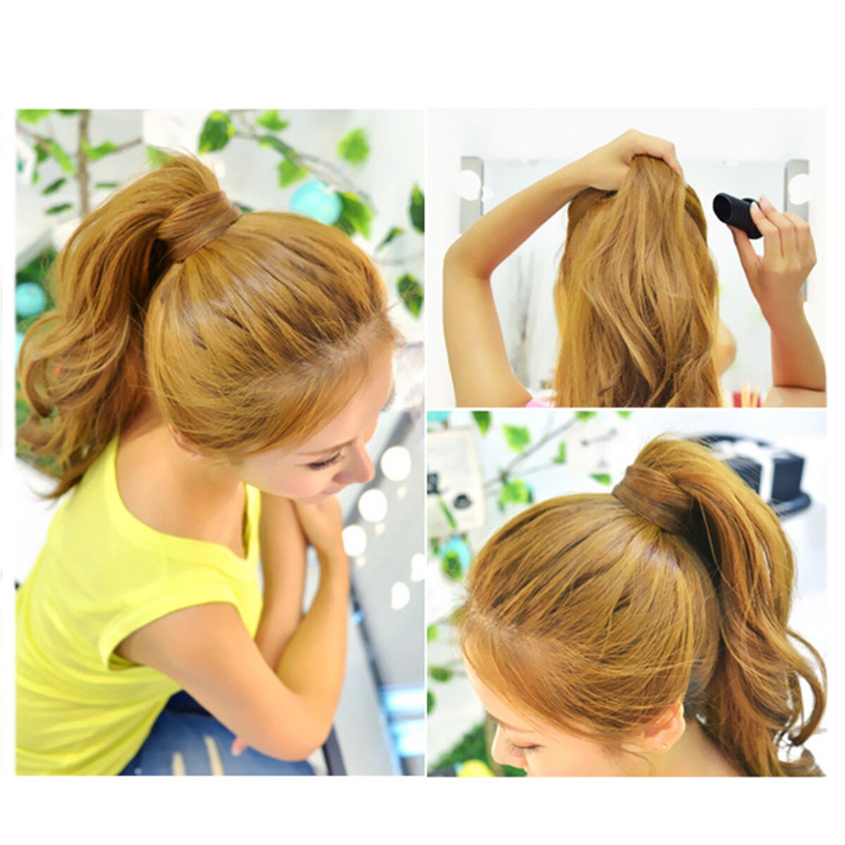 3Pcs High Hair Ponytail Holder Ponytail Lift Styling Tools with 9 Hair Ties Ponytail Hairstyle Aid Hair Bun Maker