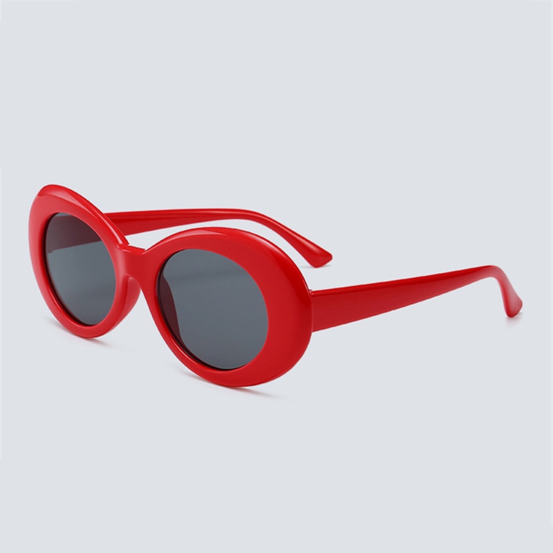 Yooske clout beskyttelsesbriller nirvana kurt cobain runde solbriller til kvinder mænd mærke briller retro solbriller  uv400 briller: Rød