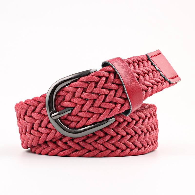 Unisex Elastic Braided Belt Elastic Solid Color Weave Belts For Women Men Jeans Belts Pin Buckle Woven Belt: 1 (103x2.5cm)