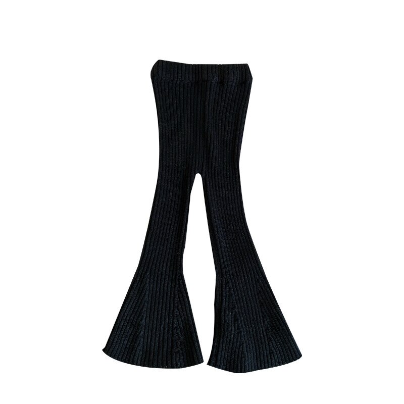 2021 bambini ragazze autunno inverno lavorato a maglia campana fondo Leggings bambino pantaloni svasati in cotone caldo pantaloni: black / 12M