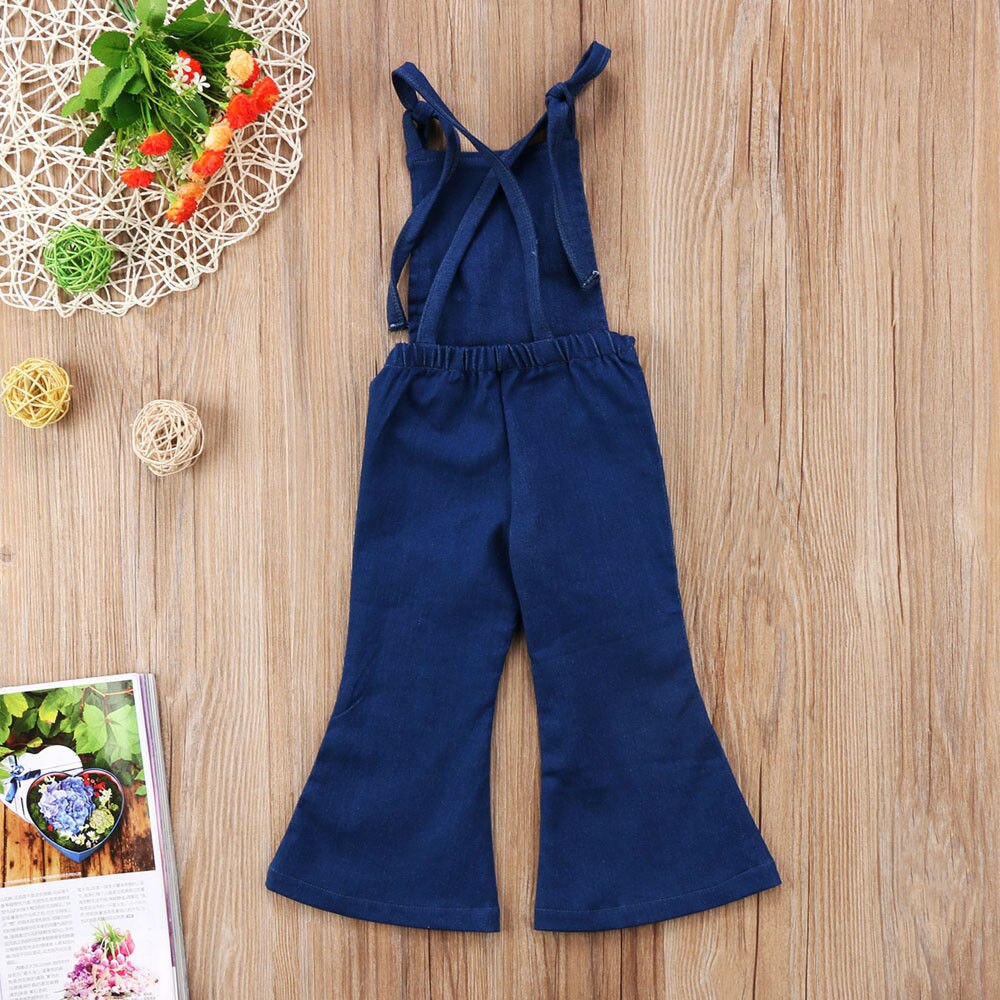 Mono vaquero para niñas pequeñas, ropa sin mangas, con espalda descubierta, 1-6T