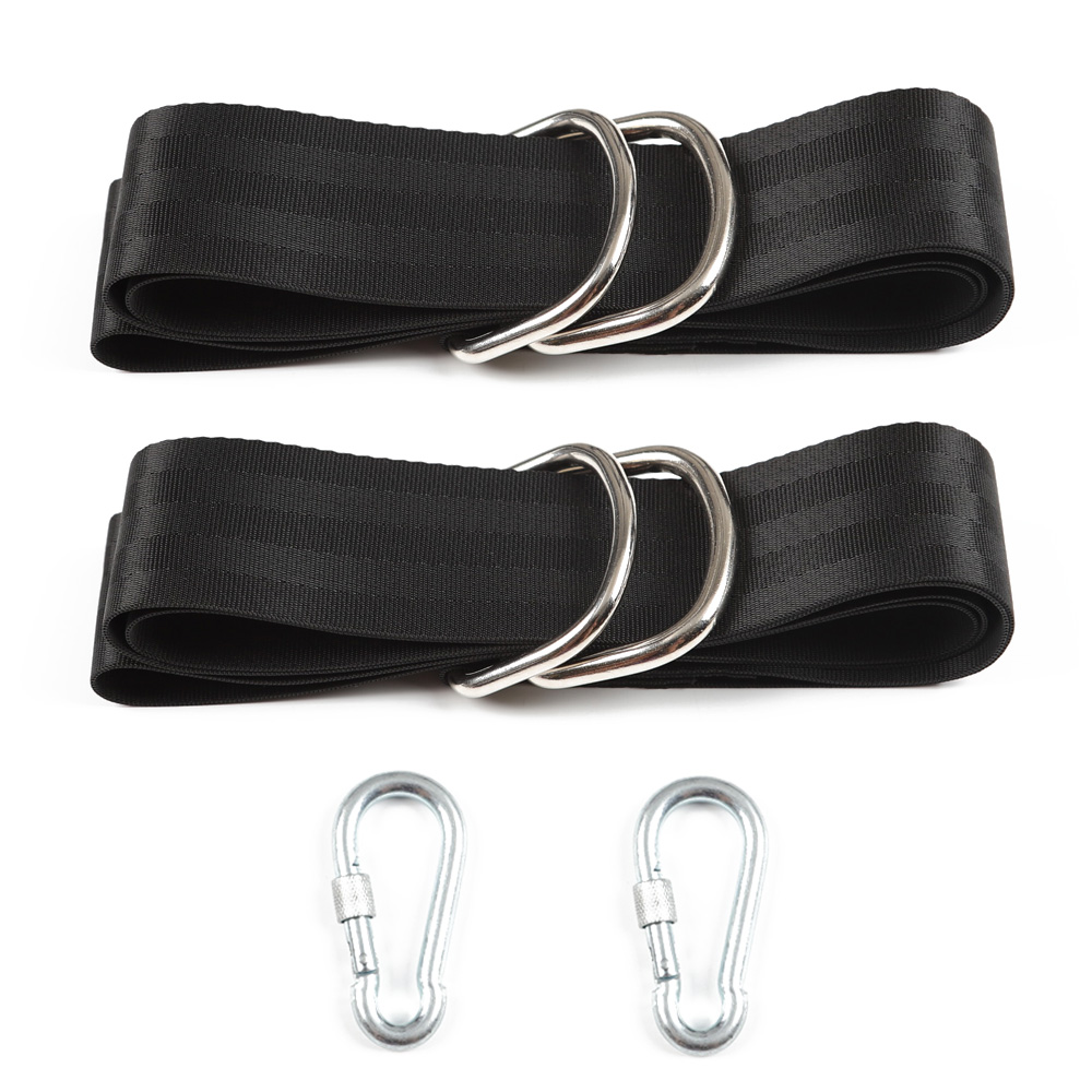 Kit de sangles de balançoire d'arbre, accessoires de camping, noir, 2 m, 2 pièces