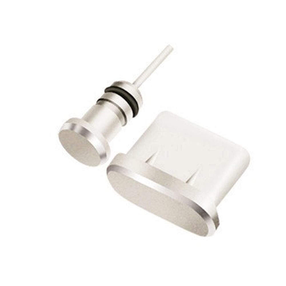 Conector Micro USB tipo C para auriculares, puerto de carga, portátil, antipolvo, eliminación de tarjetas, Pin para Samsung, iPhone, Huawei, iPhone, 1 ud.: Silver Type c