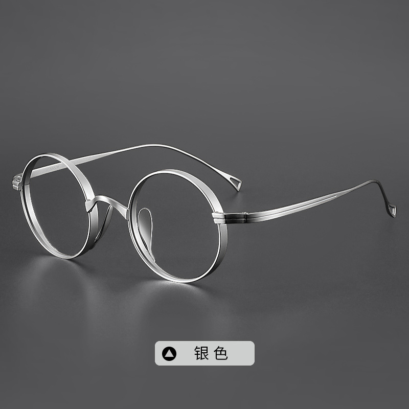 Ultraleichte japanische reintitan-brillenfassung für herren, retro-brille mit kleinem rahmen, flache korrektionsbrillenfassung