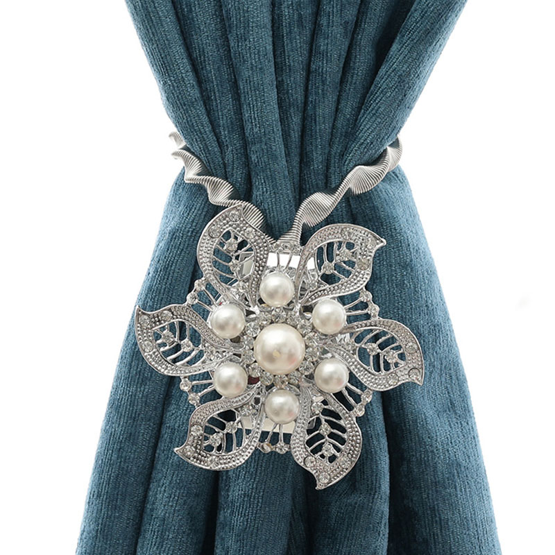 Bloemvormige magneetgordijn tieback ringen lente strass staaldraad magnetische gordijngesp clips raamhouder accessoires