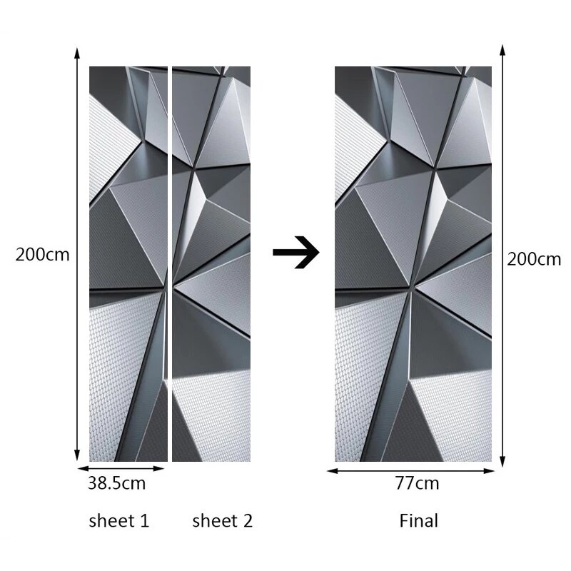 Abstract Geometric 3D Door Sticker Wallpaper Modern Pattern Door Mural PVC Self-Adhesive Waterproof Door Wall Paper Wall Decals