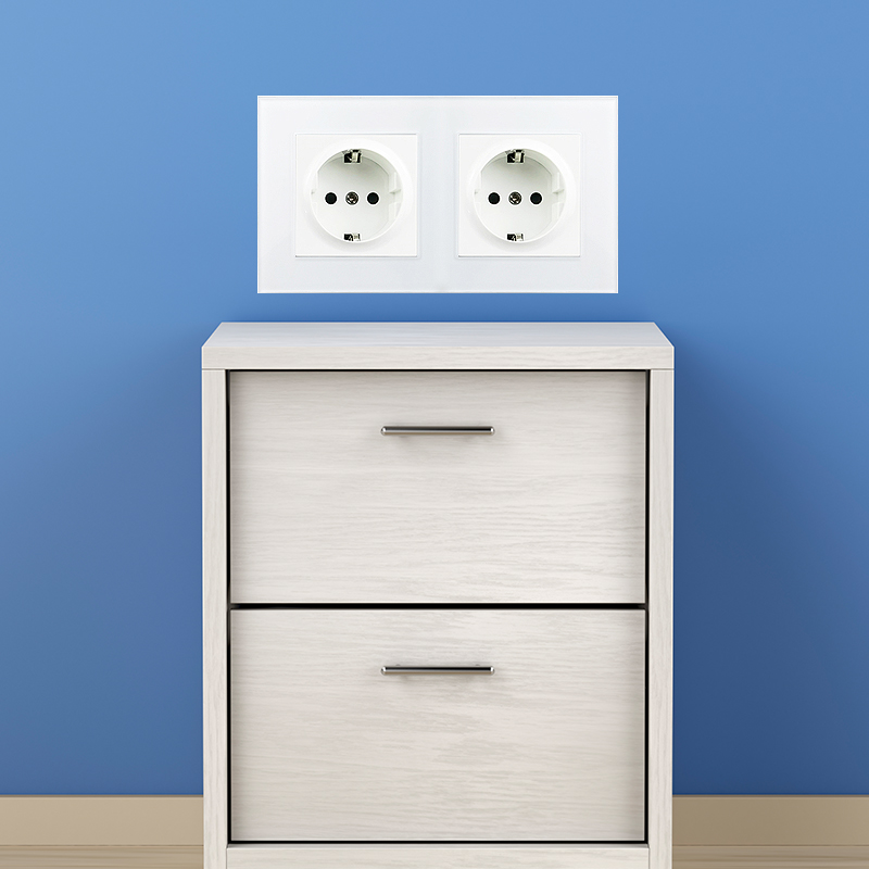 16A presa a muro quadrupla EU telaio in vetro cristallo 4 prese elettriche presa bianca nera dorata grigia 110V 250V per la casa