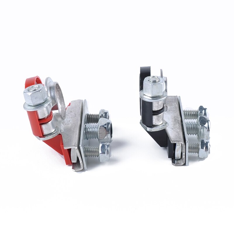 2X Terminal de Cable de poste superior de batería terminales de Cable conector de batería de coche abrazadera de batería con llave + Termi de latón