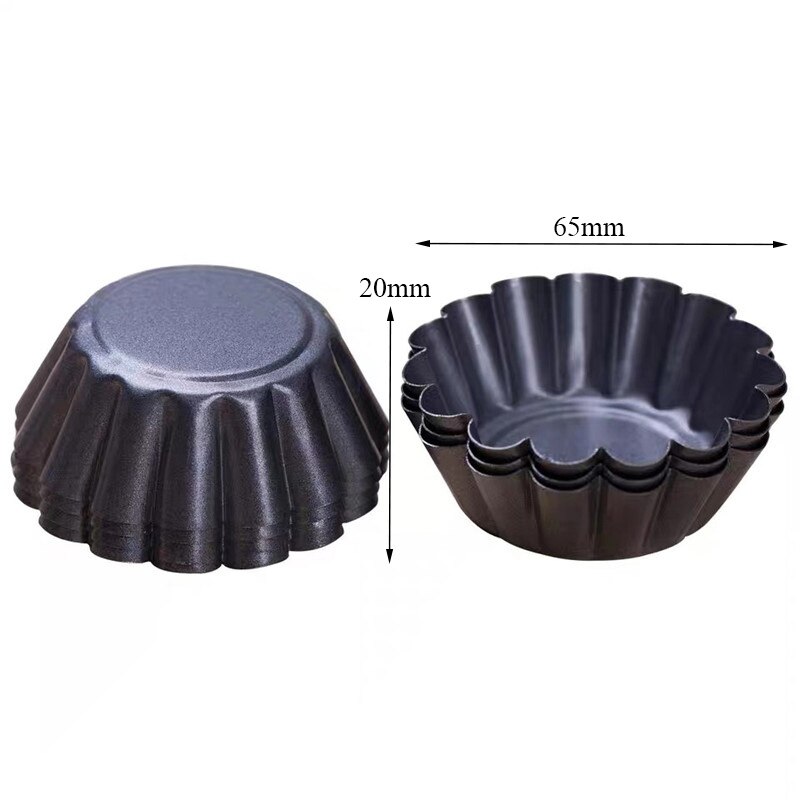 12 stks/set non-stick Carbon Staal Mini Taart Pannen Cupcake Herbruikbare Ei Taart Lade Pudding Bakvorm Muffin Cup bakken Tools