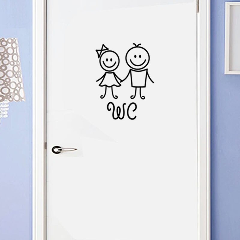Mænd og kvinder tegneserie toiletvægmærkat til badeværelsesindretning vinylmærkat til hjemmet vandtæt plakat dørklistermærker toiletskilt