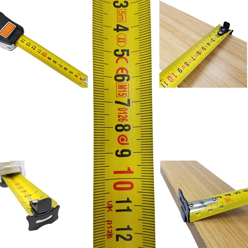 Tape Measure 5m*25mm with Nylon Coating Self Lock Double Sided Graduation Metric Size Measuring Tape Anti-Shock and Non-Slip