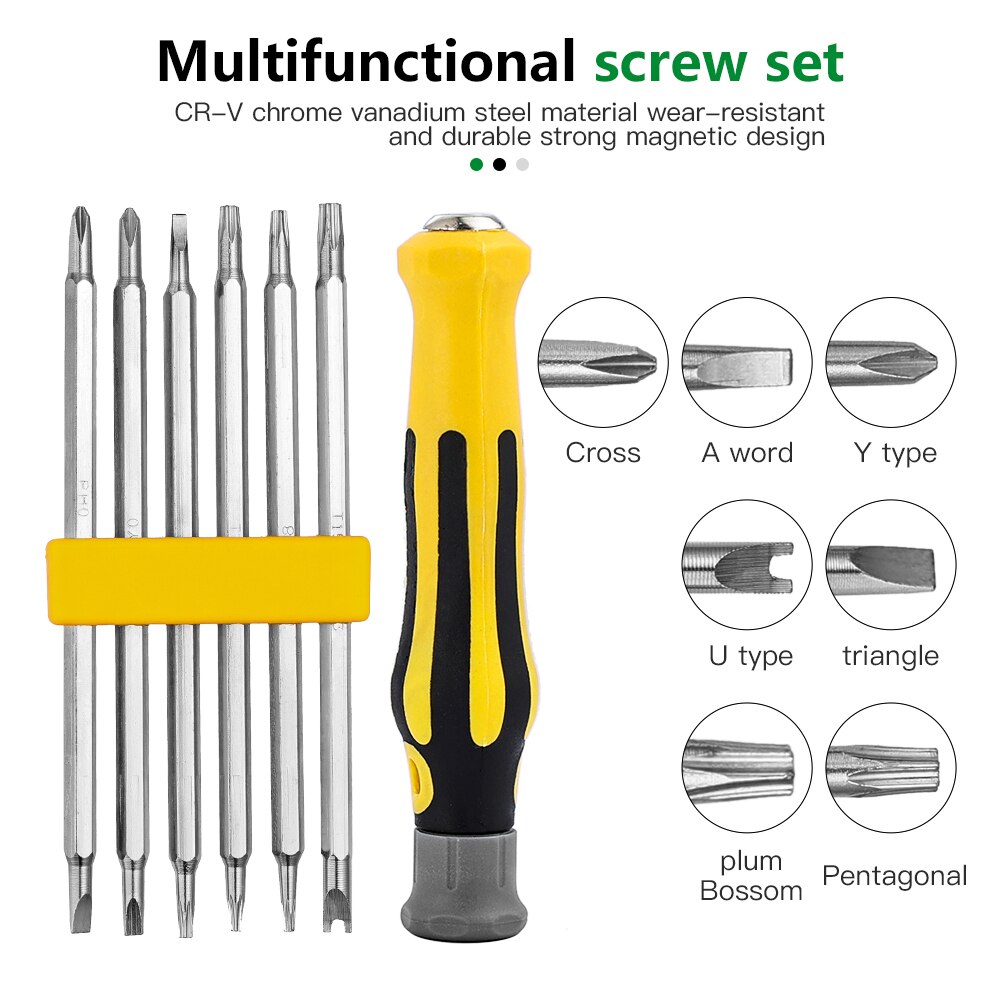 Tournevis magnétique de forme spéciale, 7 pièces, foret de sécurité incassable, tournevis Torx Pentagonal, outils à main à tête plate