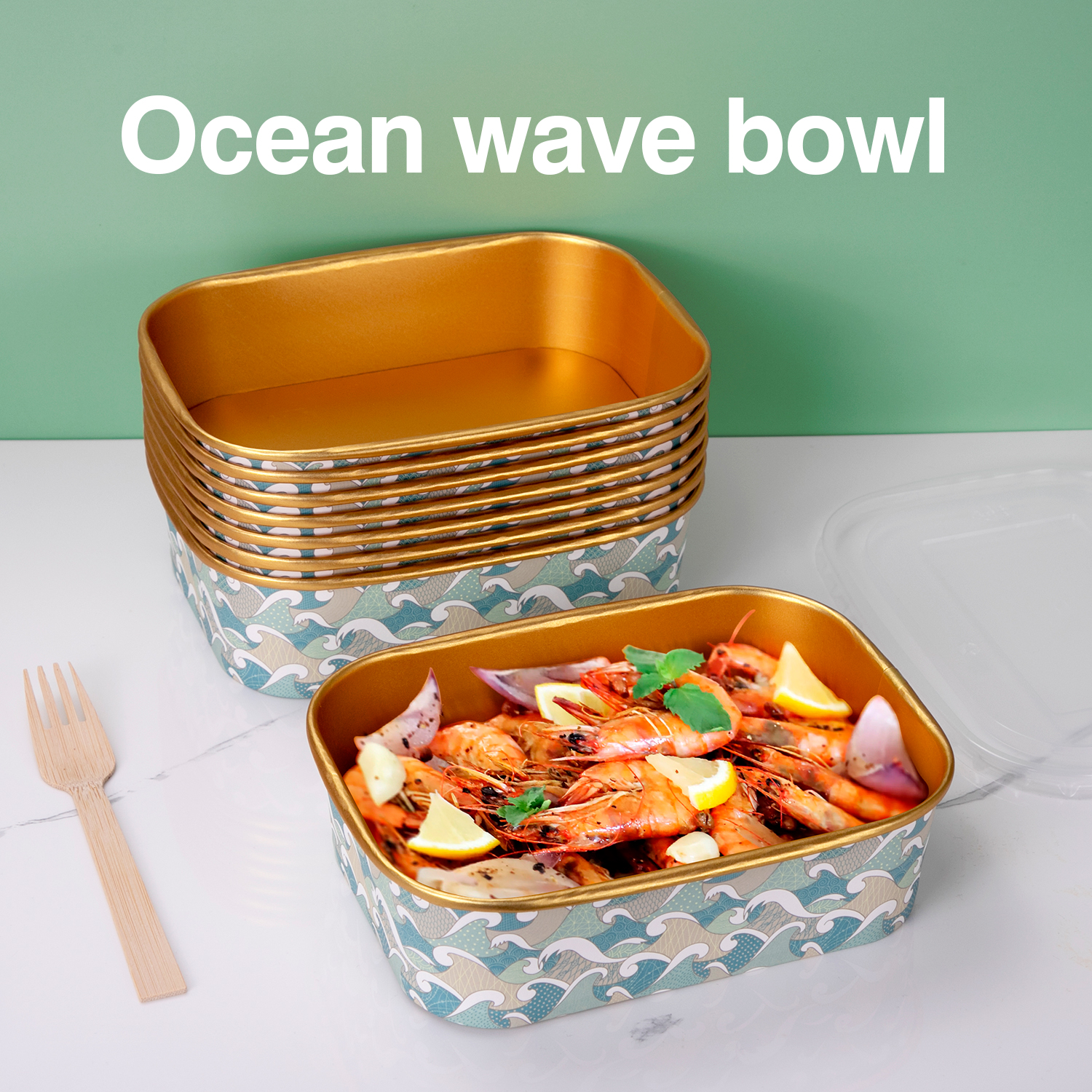 50 st engångsmatlådor, pappersskålar, fyrkantiga förpackningslådor, tjocka pappersmatlådor, breda tallrikar med grund öppning, fyrkantiga lådor