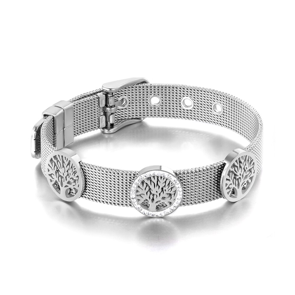 Lokaer Originele Cz Boom Charm Armbanden Sieraden Voor Vrouwen Rose Goud Rvs Verstelbare Armband B19095: Staal Kleur