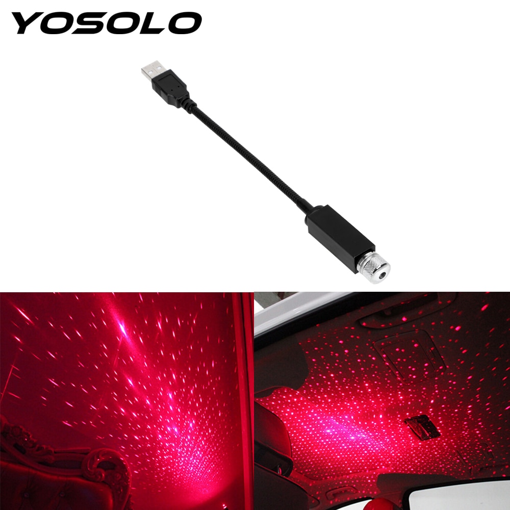 Yosolo Led Auto Dak Star Projector Sfeer Galaxy Lamp Verstelbare Meerdere Verlichting Usb Decoratieve Lamp Ornament Decoratie