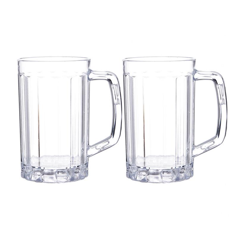 2 stk øl krus letvægts gennemsigtig holdbar tykkere husholdnings plast 500ml vand kop øl krus til hotel restaurant: Default Title