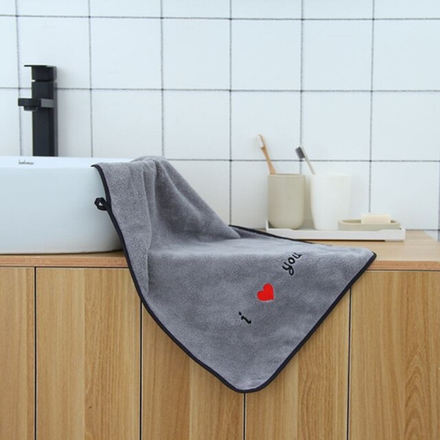 Embroidered Couple Towel Romantic Love For Girlfriend Boyfriend Towel Anniversary For Wife Husband Valentines Day: Grey