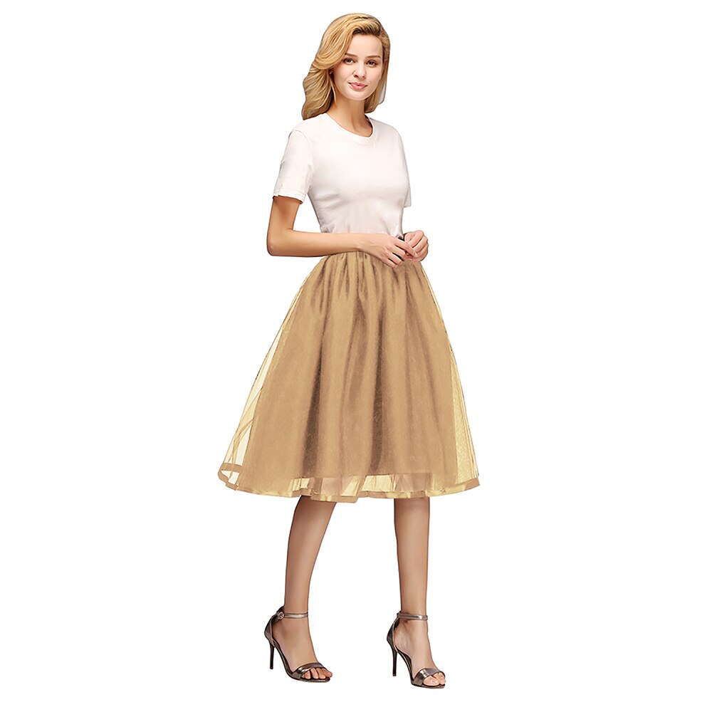 Tüll Kurze Petticoat Hoopless Hochzeit Krinoline Schichten Frau Rock Unterrock Woamn Erwachsene Tutu Rockabilly Braut Zubehör: Gold