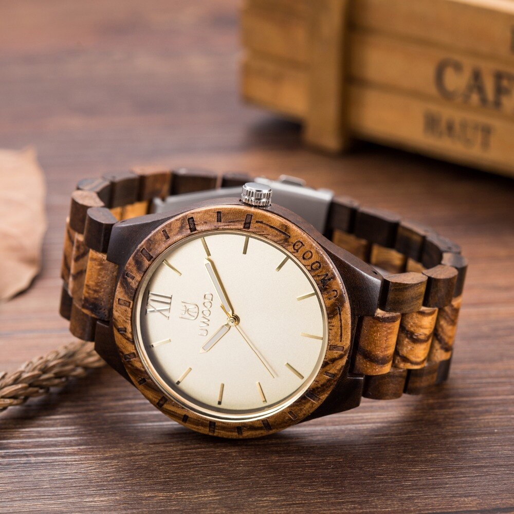 Uwood Eco Friendly Sandal Wood Watch Japan Quartz Movement Waterproof Wooden Wrist Watches for Men