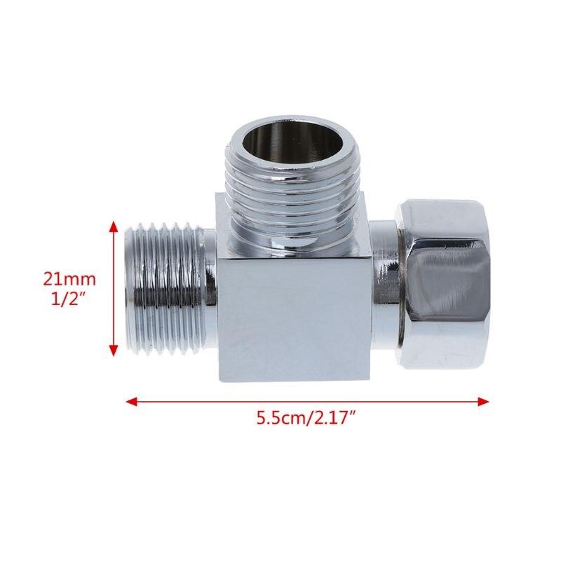 1/2 "laiton Chrome 3 voies déviateur tuyau raccord té T forme adaptateur bain connecteur