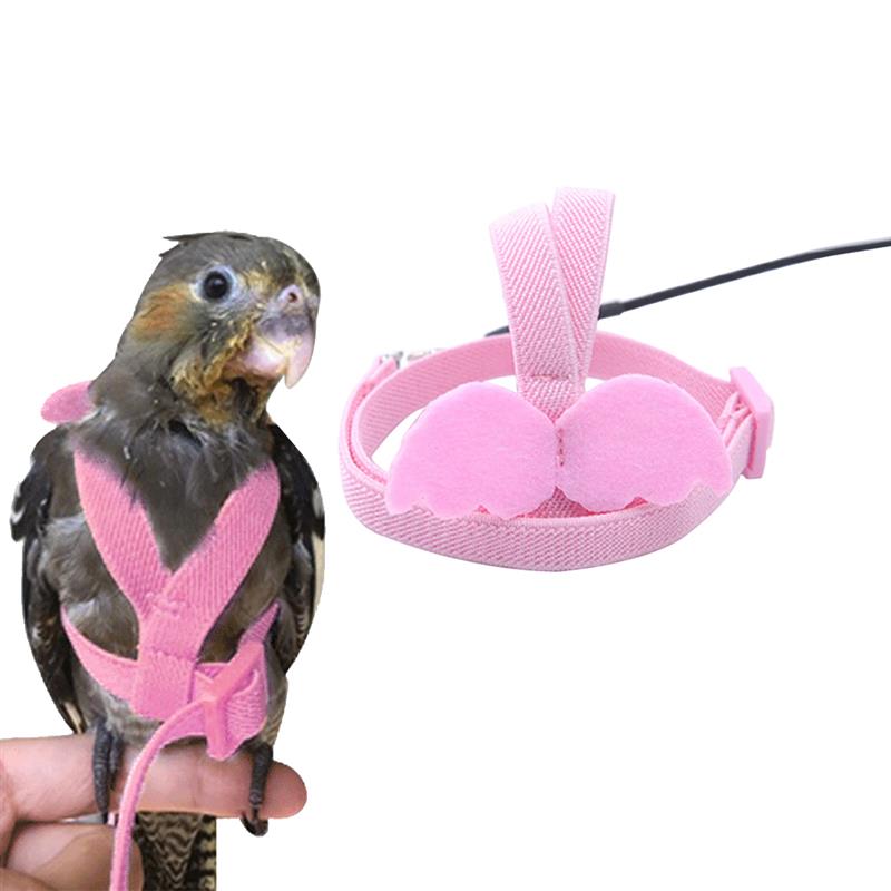 Huisdier Vogel Harnas Verstelbare Parrot Harness Leash Anti-Bite Outdoor Training Vliegende Touw Voor Grasparkiet Valkparkiet Vogel Benodigdheden: Pink / S