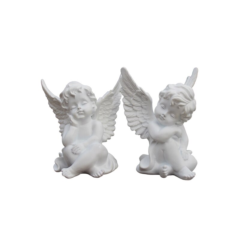 Europeisk harpiks hvitt måke søt amor engel dekorasjon håndverk skrivebord ornament jul bryllup figurer: Hvit