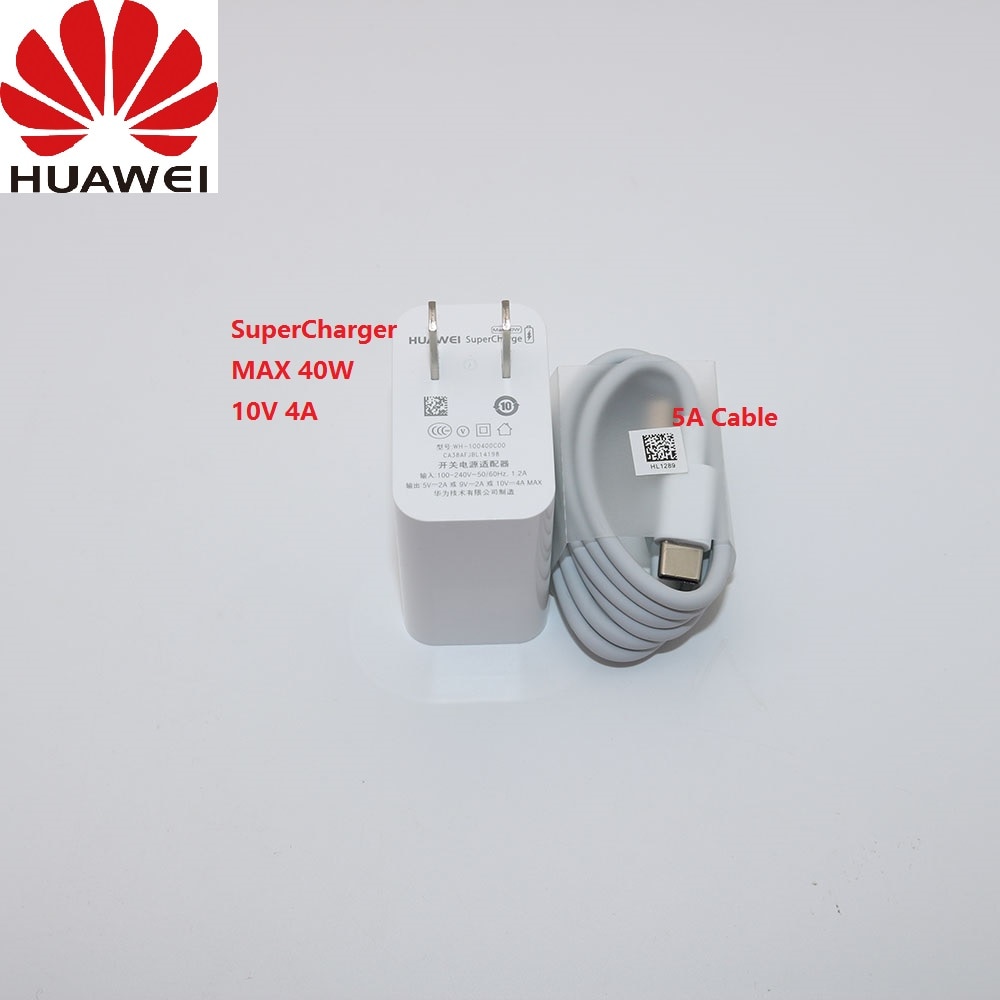 Huawei Supercharge Original chargeur rapide Max 40W 10 V/4A 5 V/4A avec câble 5A pour Huawei P30 Nova 5 Pro Mate 20 Pro Honor Magic 2