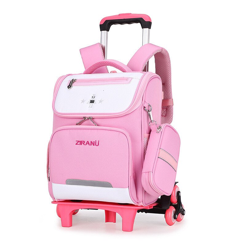 Verwisselbare Kinderen Trolley Schooltas 2/6 wielen ZIRANYU Kids Wheeled tas Nylon Waterdichte Reistas Mochilas