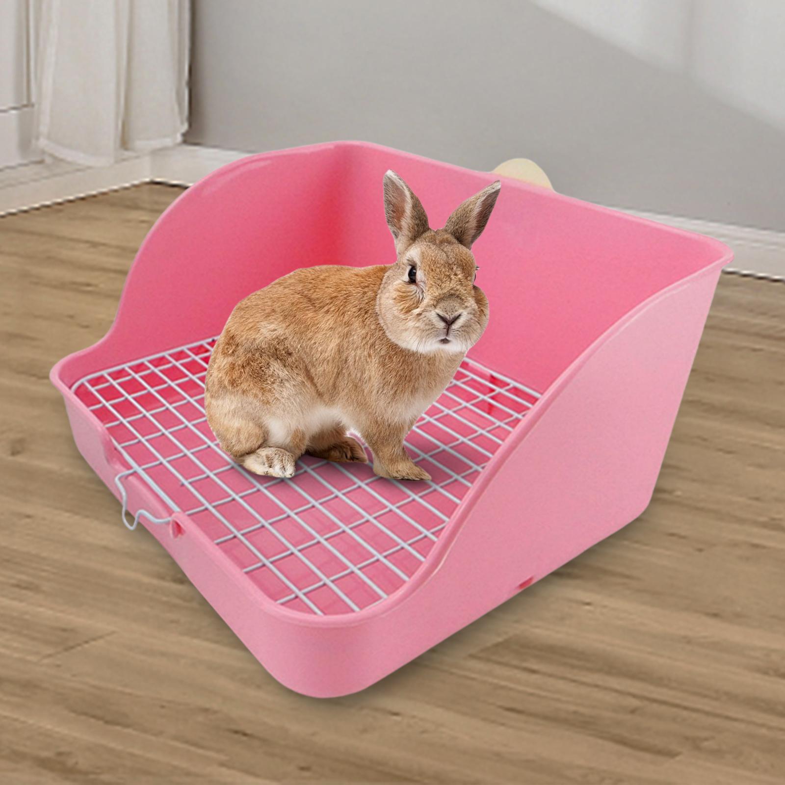 Caja de arena de plástico para conejos, ropa de cama para baño de mascotas, para hámster y conejo