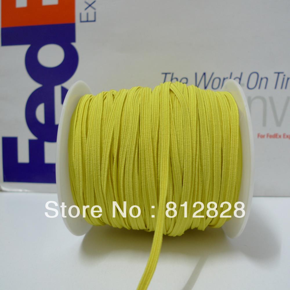 50 meters 1/8 "3mm #28 lemon geel kleur skinny elastiekjes