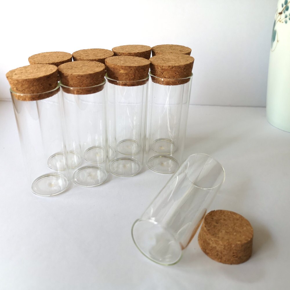 Tubos de ensayo de vidrio con tapones de corcho, frascos de deseos, botellas de almacenamiento para laboratorio o de decoración, 35ml, 30x75mm, 10 unids/lote
