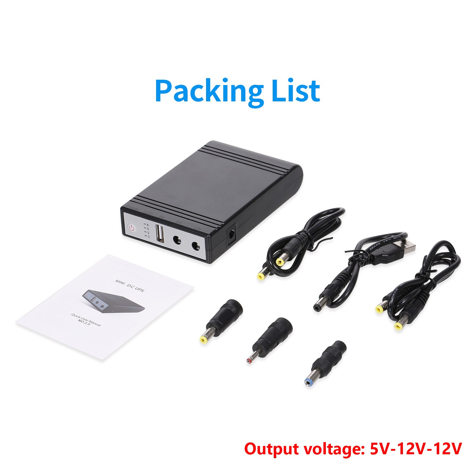 WGP103 Mini DC UPS Wonderful Green Power Multi-Output UPS Uninterruptible Power Supply DC Power Bank 5V-9V-12V Mini DC UPS: 5V-12V-12V