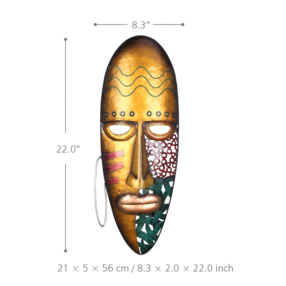 Tooarts Afrikaanse Gezichtsmasker Art Wall Opknoping Ijzeren Masker Wanddecoratie Afrikaanse Tribal Cultuur Huis Of Tuin Decor Kleurrijke: Light Grey