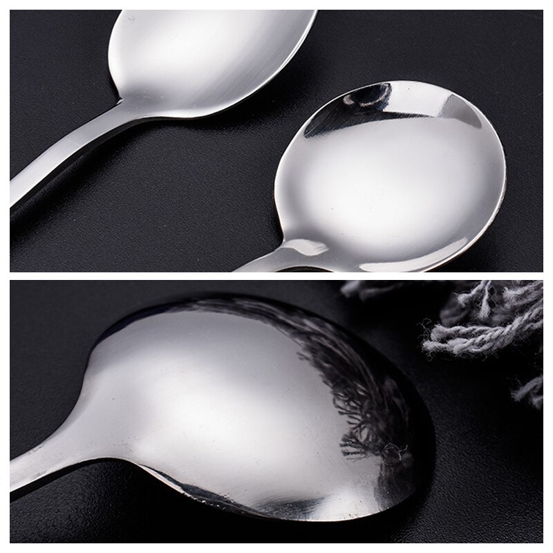 Colorful Stainless Steel Round Head Shaped Long Handle Spoon Flatware Drinking Tools Kitchen Gadget Coffee Fruit Teaspoon