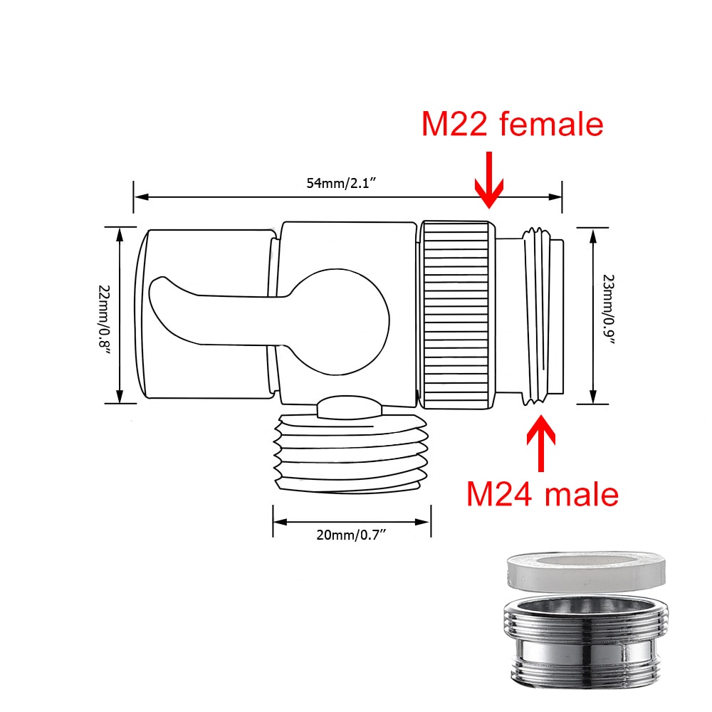 Mässing handfat kran avledare ventil till handfat slang spruta, kran splitter för kök, diskbänk kran byte del  m22 x m24