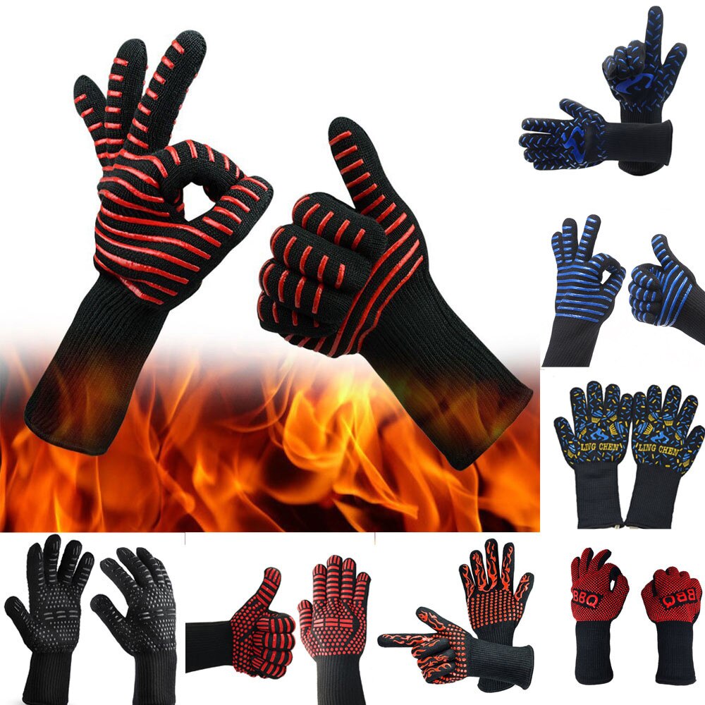 40@ Bbq Grilling Cooking Gloves Extreme Heat Resistant Oven Welding Gloves Kitchen Barbecue Glove