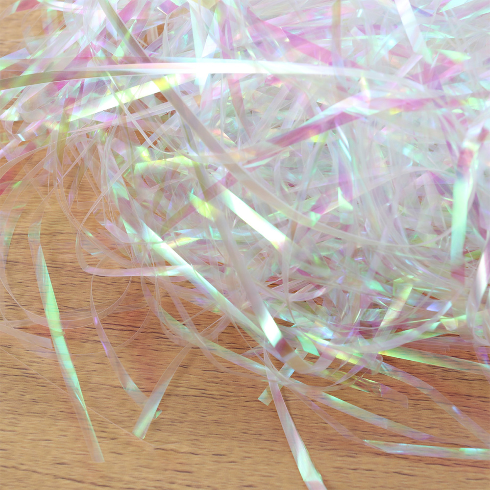 Caja de de seda transparente para mascotas de Symphony con papel triturado, cesto iridiscente, suministros para